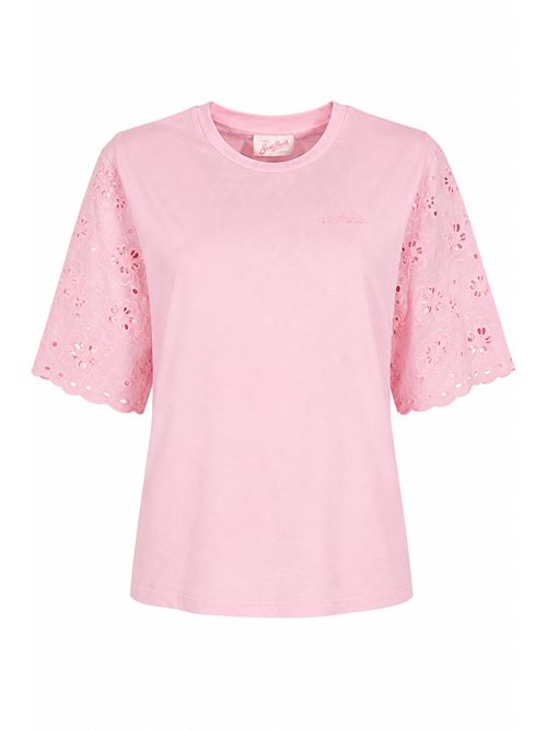 T-shirt Maisa in cotone con ricamo sangallo floreale Rosa Mc2 Saint Barth | MSA000208716L